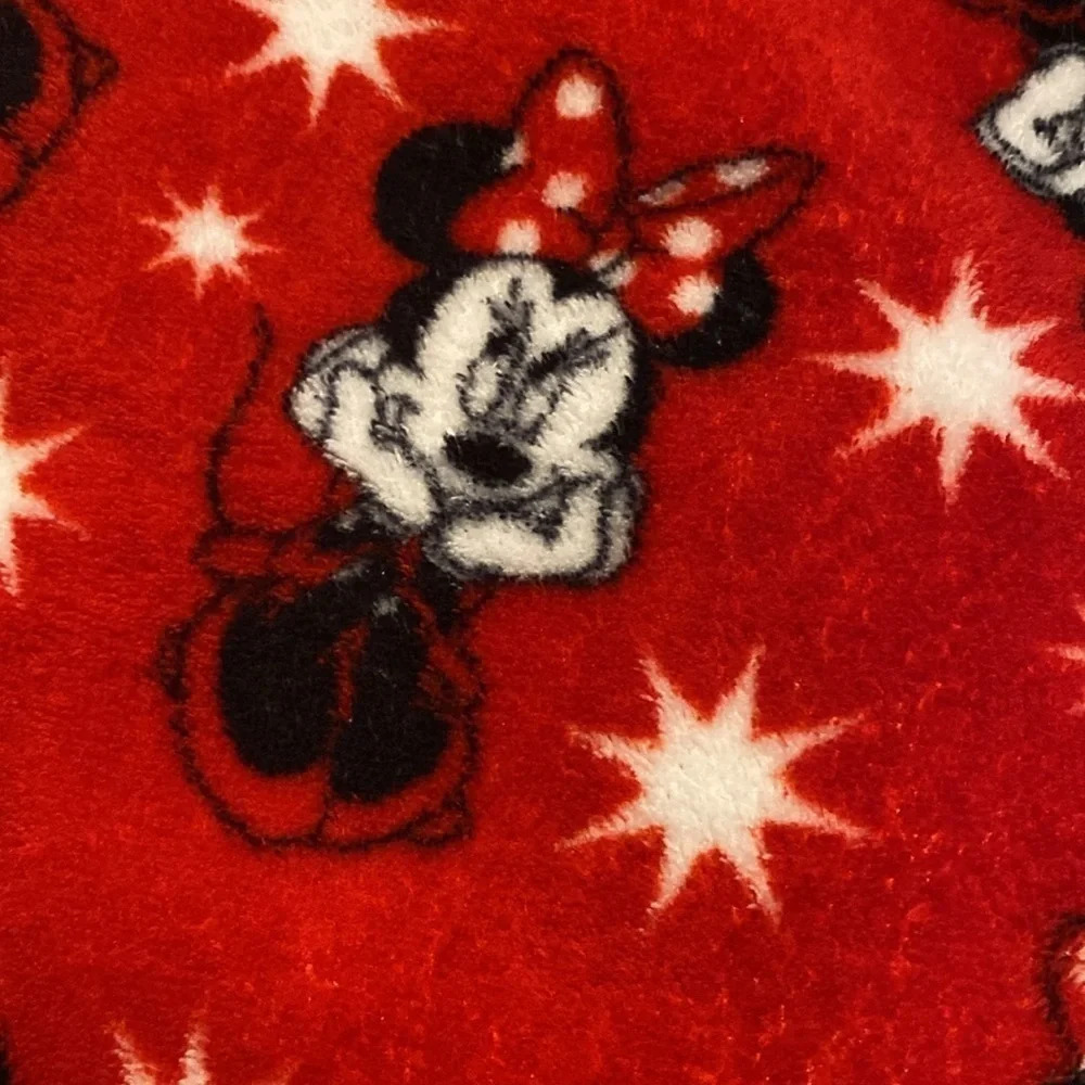 Disney Minnie Mouse Fleece Lounge Pants Large L Red All Over Print Pajamas Cozy - Picture 3 of 4